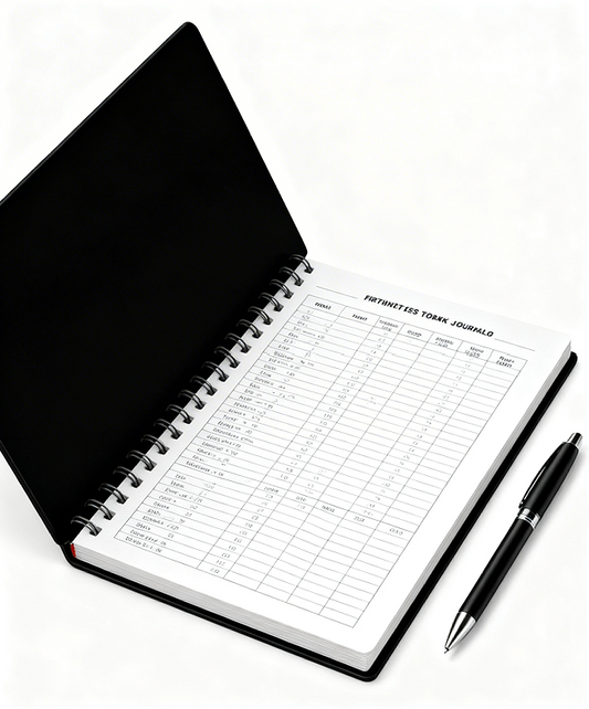 A5 Fitness Workout Journal Log Book Tracker Planner - Black Unisex