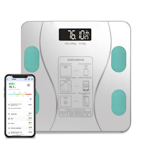 Bluetooth Smart Body Composition Scale – Body Fat BMI Muscle Analyzer with App Tracking
