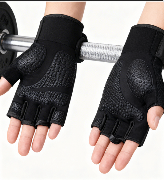 Padded Workout Gloves for Weightlifting Gym Training – Breathable Fingerless Grip Protection with Wrist Support